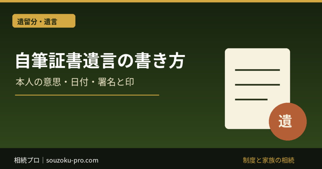 自筆証書遺言の書き方：本人の意思・日付・署名と印