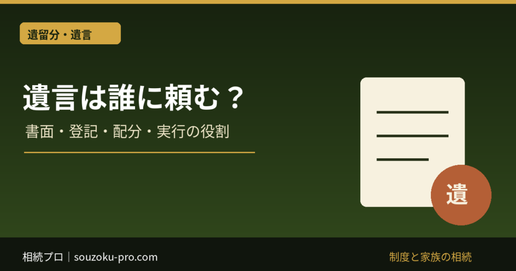 遺言は誰に頼む？：書面・登記・配分・実行の役割