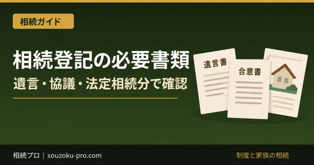 相続登記の必要書類。遺言・協議・法定相続分で確認