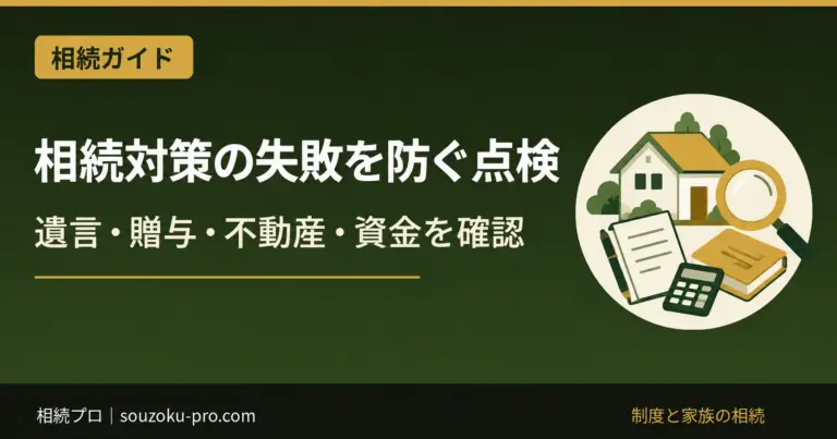相続対策の失敗を防ぐ点検。遺言・贈与・不動産・資金を確認