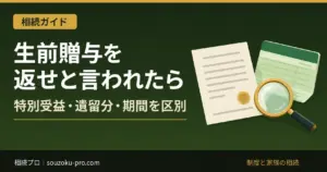 生前贈与を返せと言われたら｜特別受益の持戻し・遺留分・10年の違い