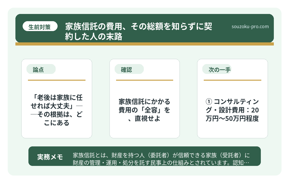 家族信託にかかる費用の「全容」を、直視せよ