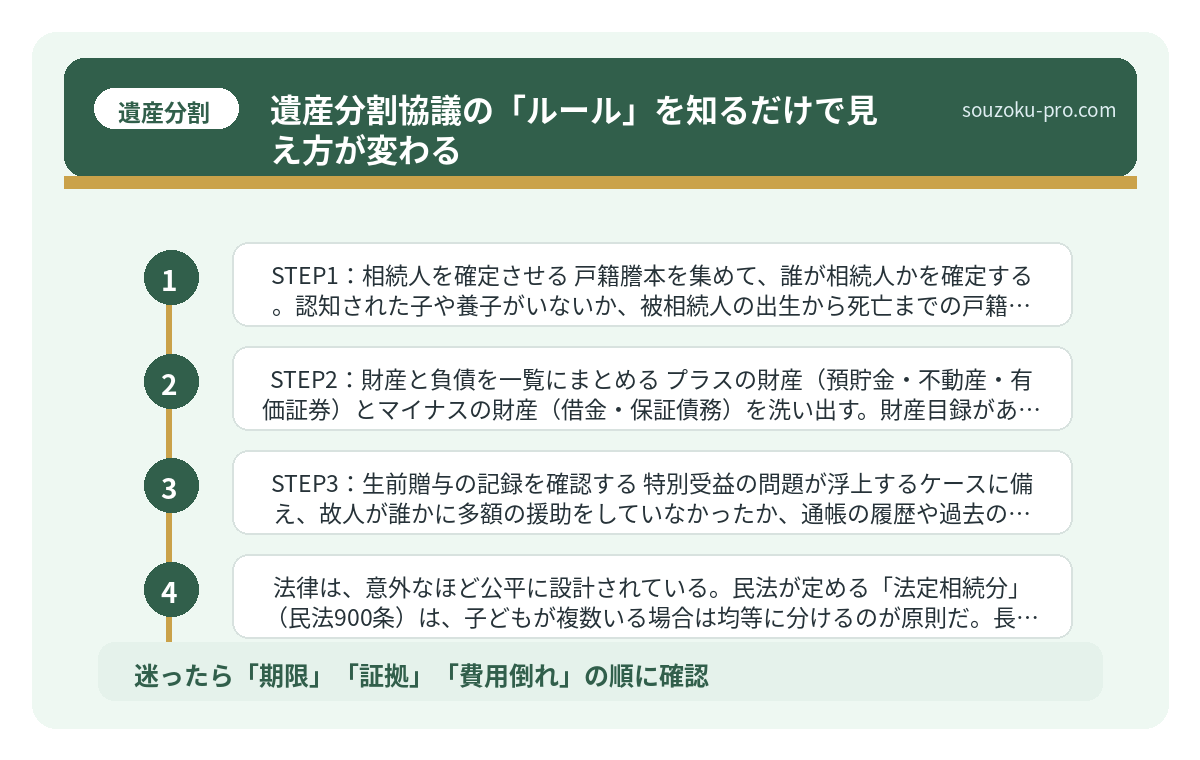 遺産分割協議の「ルール」を知るだけで見え方が変わる