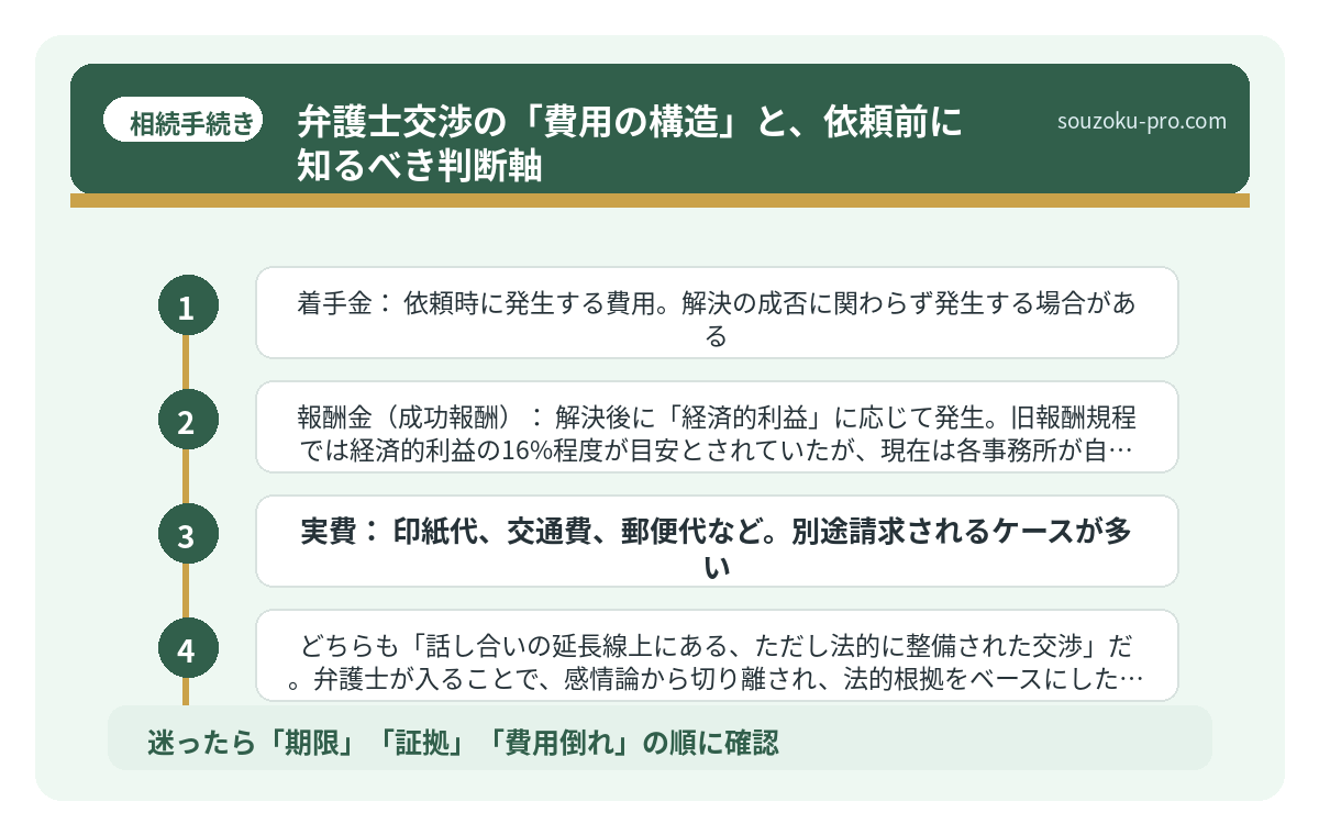 弁護士交渉の「費用の構造」と、依頼前に知るべき判断軸