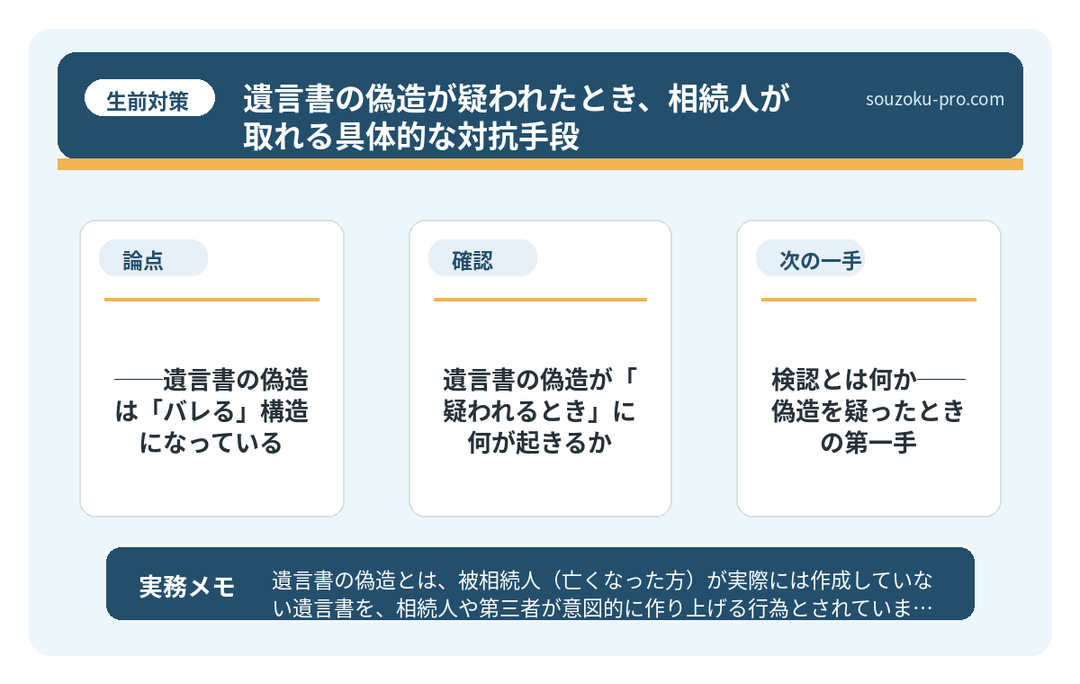遺言書の偽造が「疑われるとき」に何が起きるか