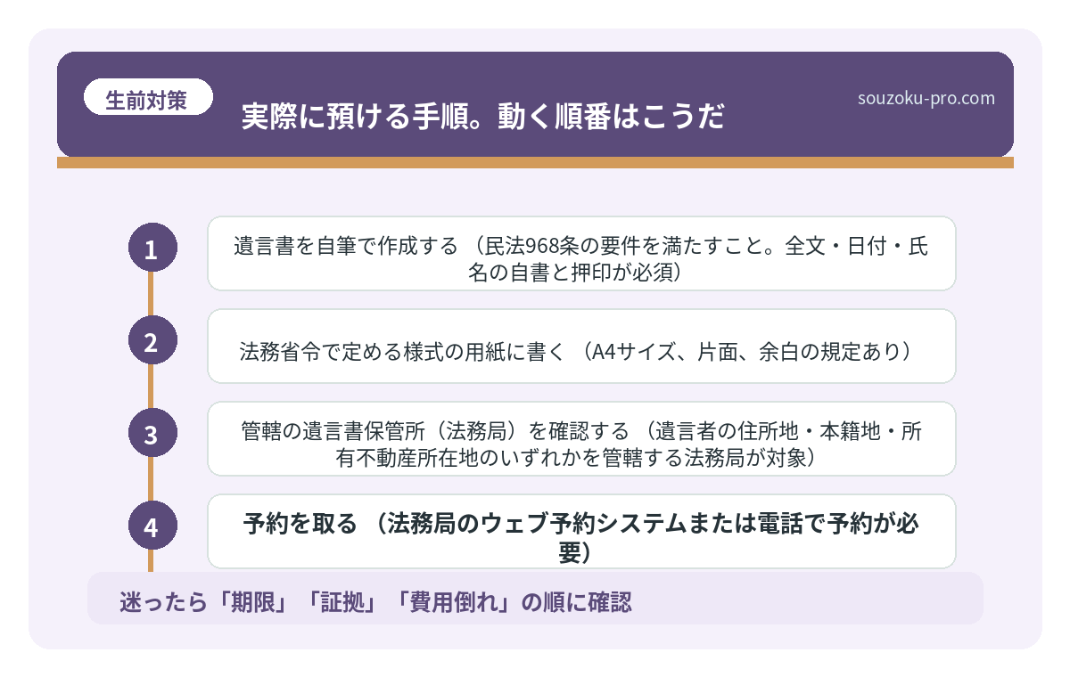 実際に預ける手順。動く順番はこうだ