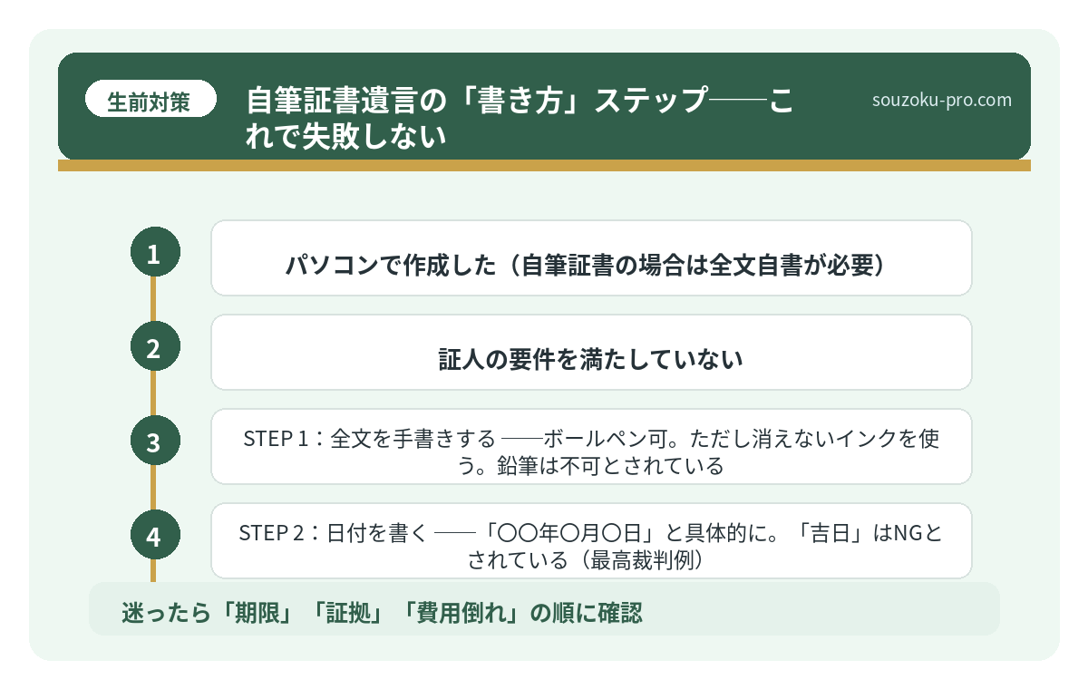 自筆証書遺言の「書き方」ステップ──これで失敗しない