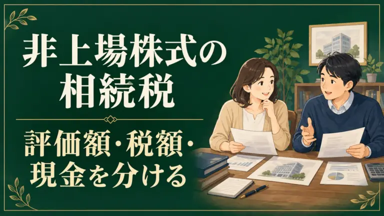 非上場株式の相続税。評価額・税額・現金を分ける。会社の書類と家族の資金を姉弟が確認する。
