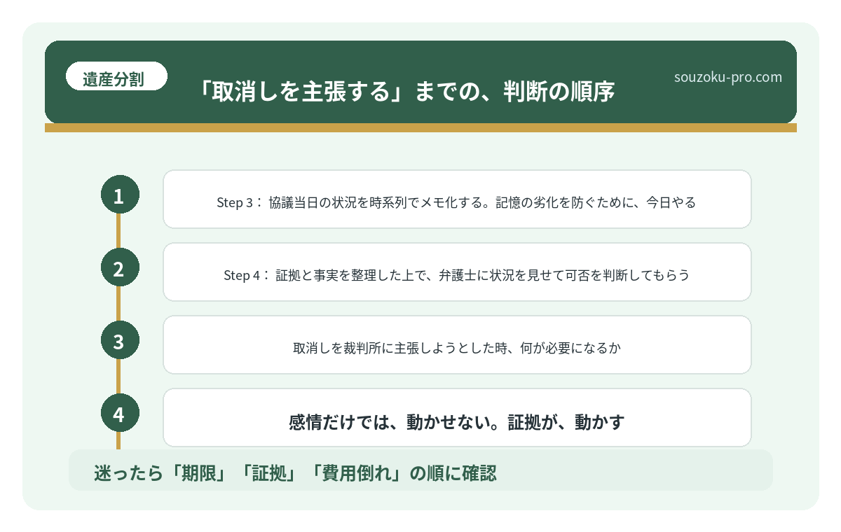 「取消しを主張する」までの、判断の順序。