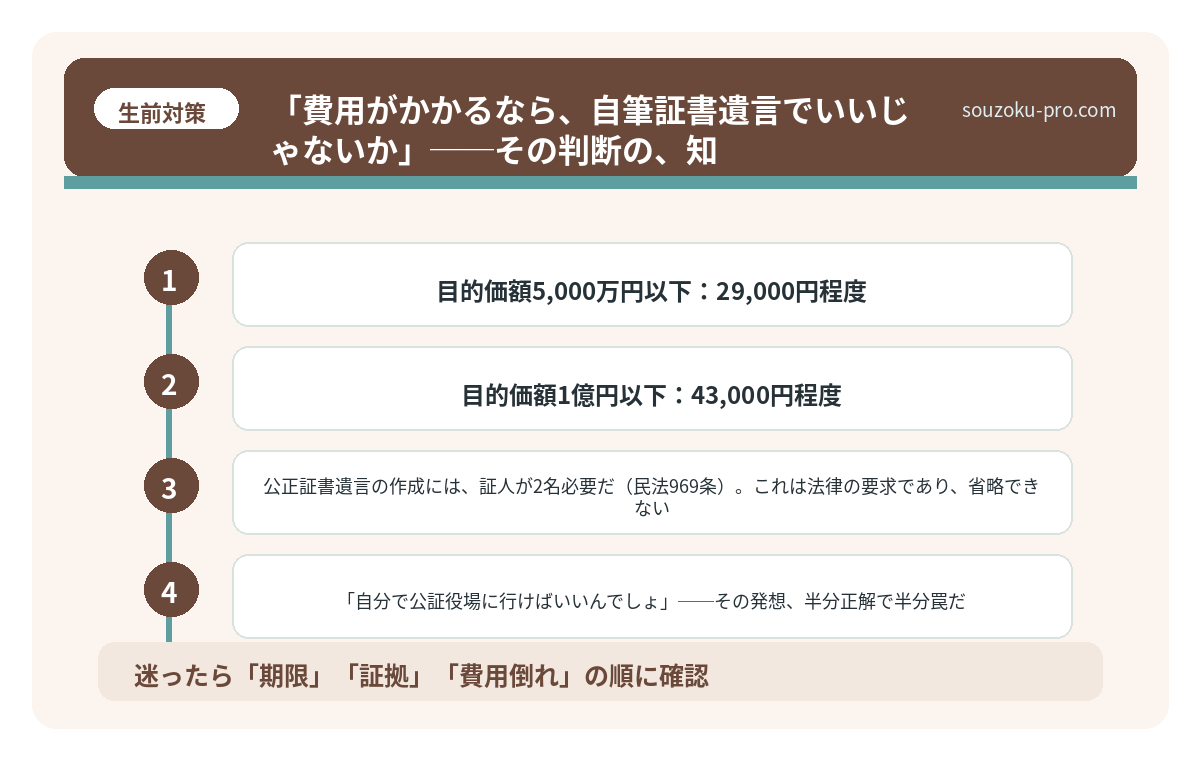「費用がかかるなら、自筆証書遺言でいいじゃないか」──その判断の、知っておきたいリスク