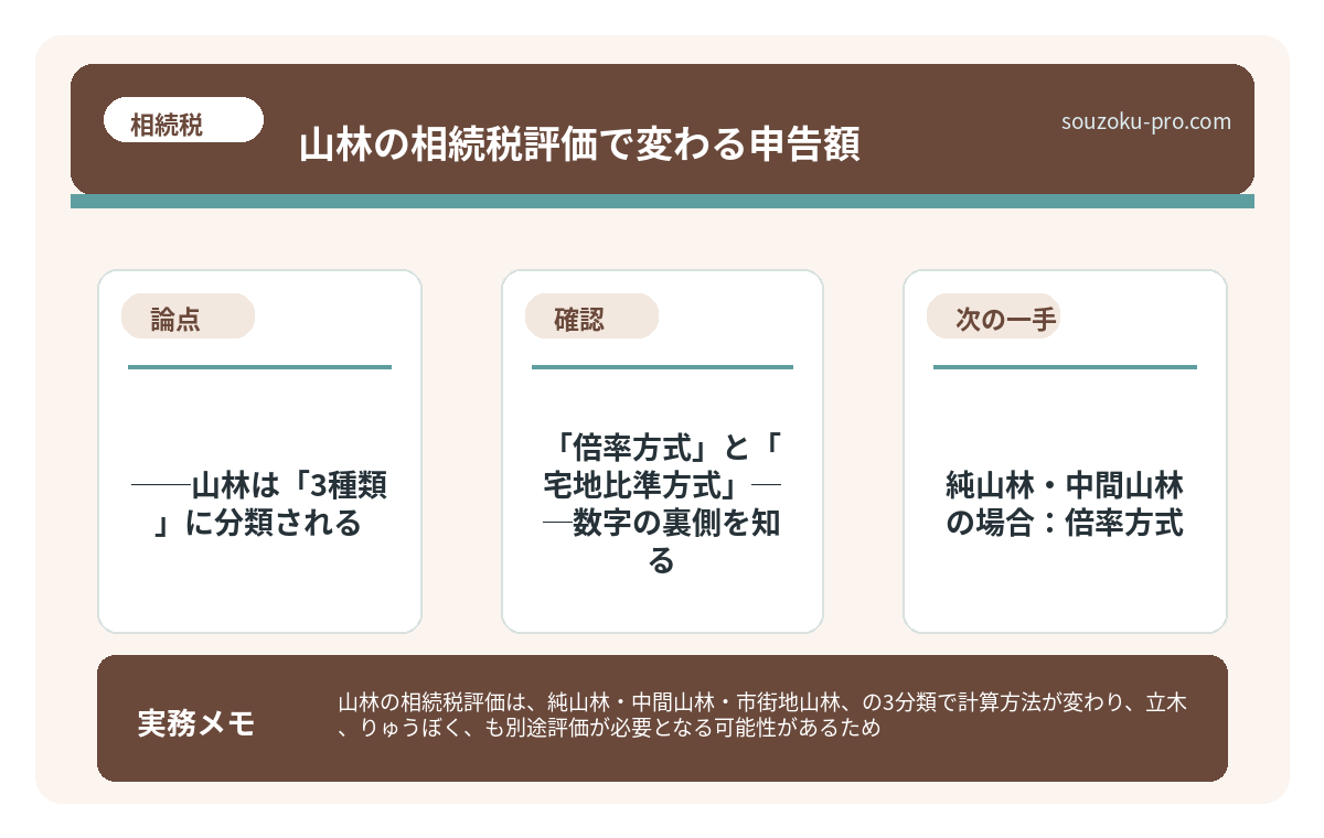 で、結論から言うと──山林は「3種類」に分類される