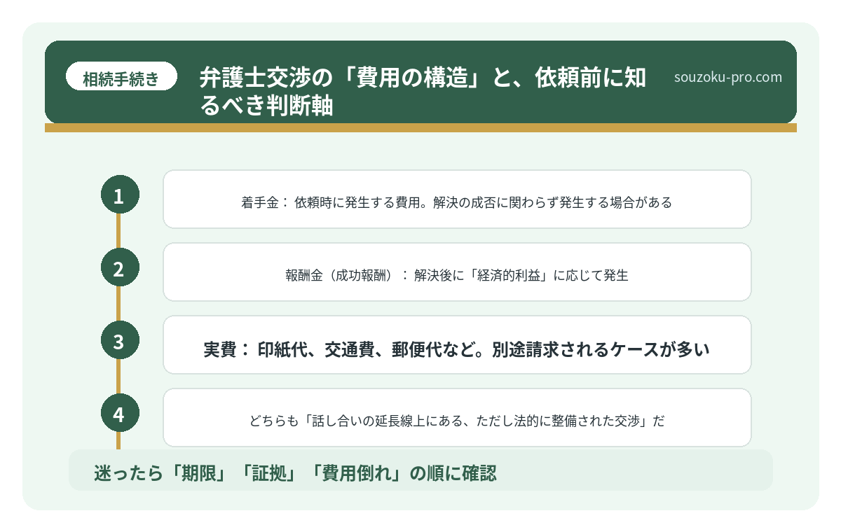 弁護士交渉の「費用の構造」と、依頼前に知るべき判断軸
