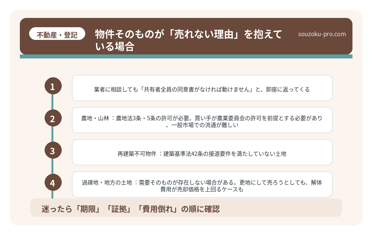 物件そのものが「売れない理由」を抱えている場合