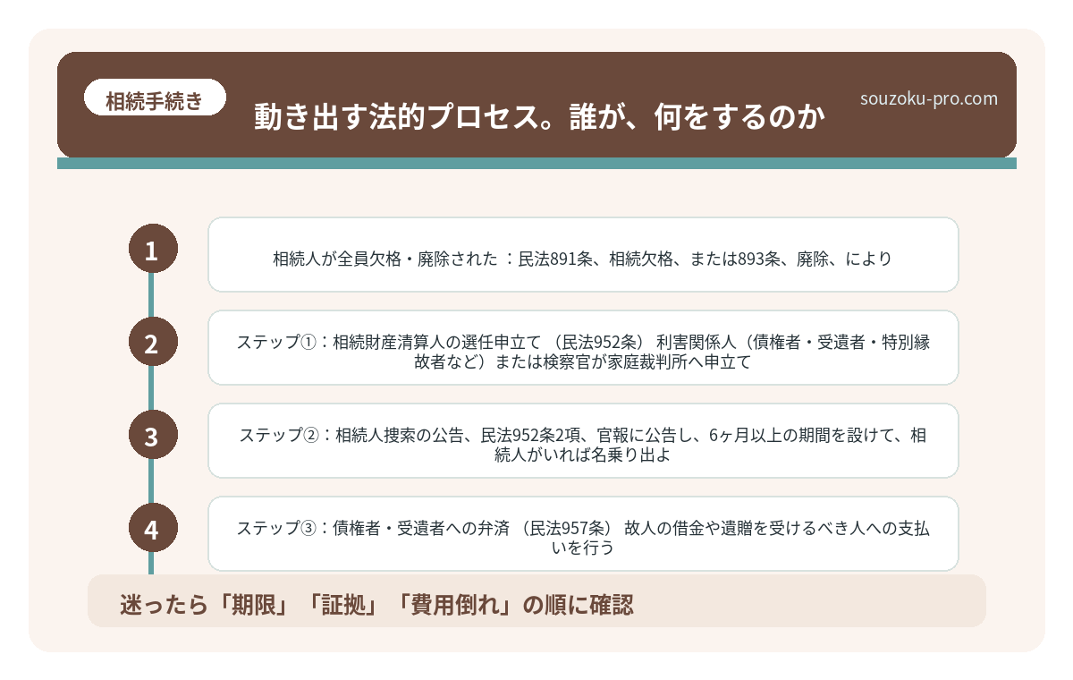 動き出す法的プロセス。誰が、何をするのか
