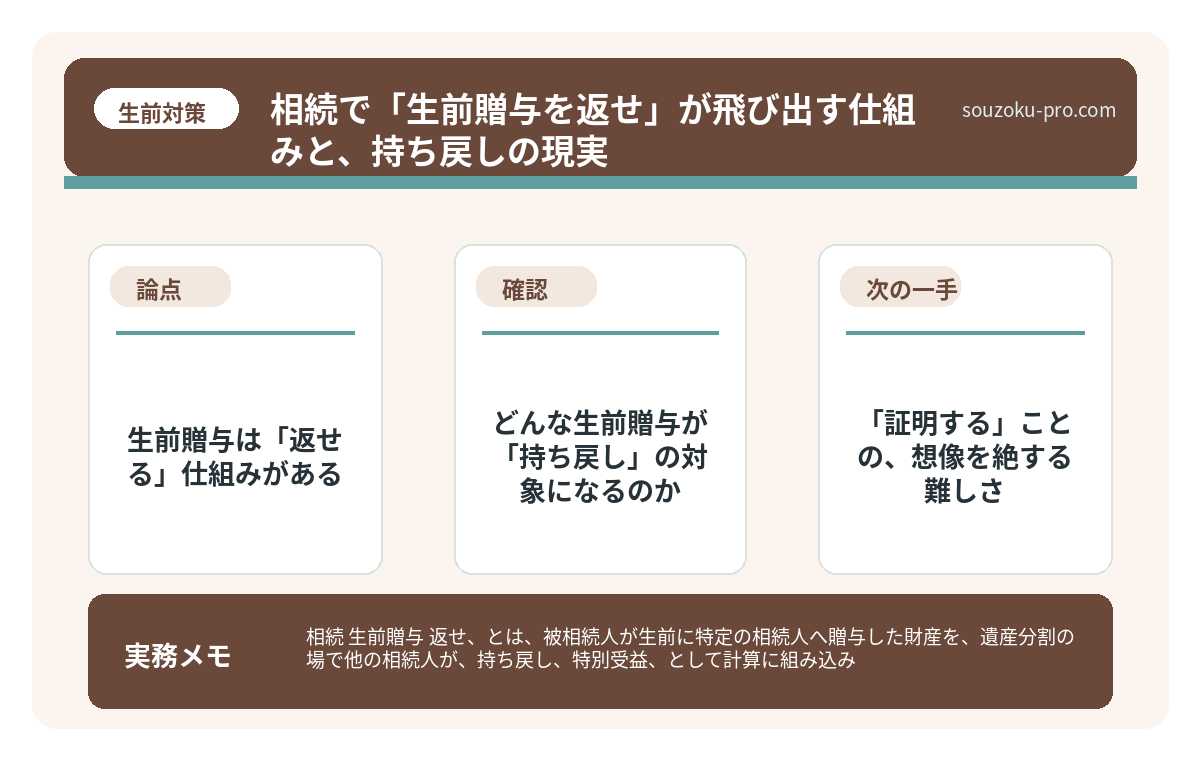で、結論から言うと。生前贈与は「返せる」仕組みがある