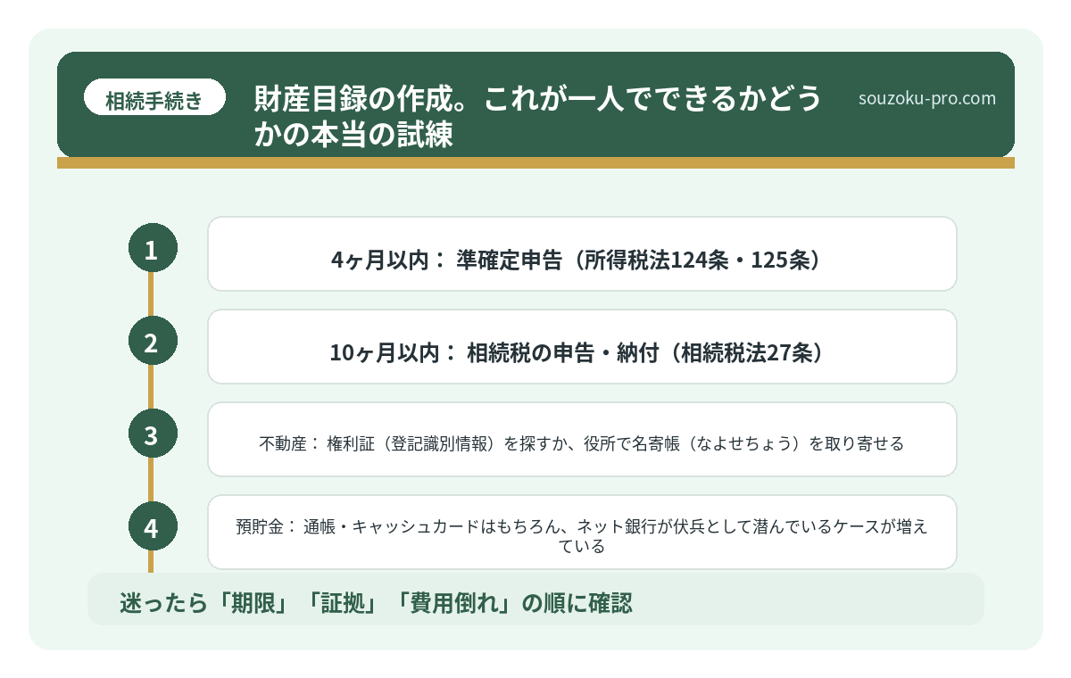 財産目録の作成。これが一人でできるかどうかの本当の試練