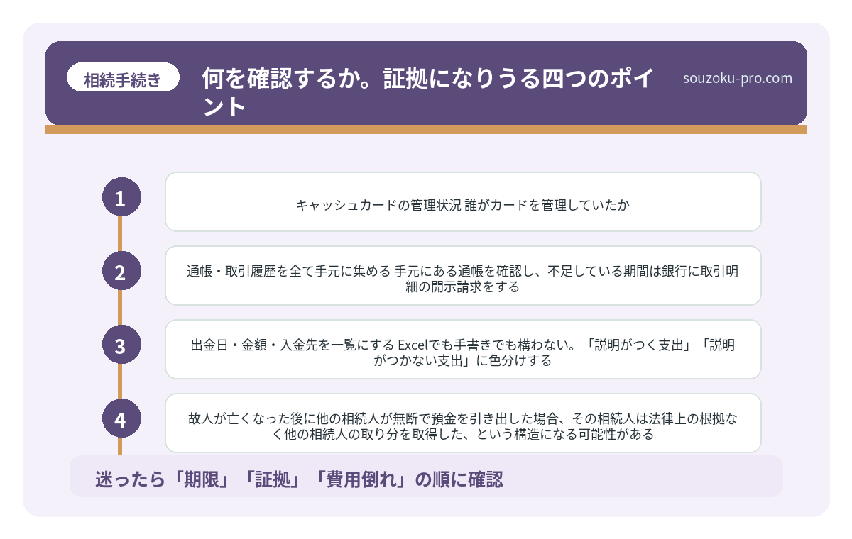 何を確認するか。証拠になりうる四つのポイント