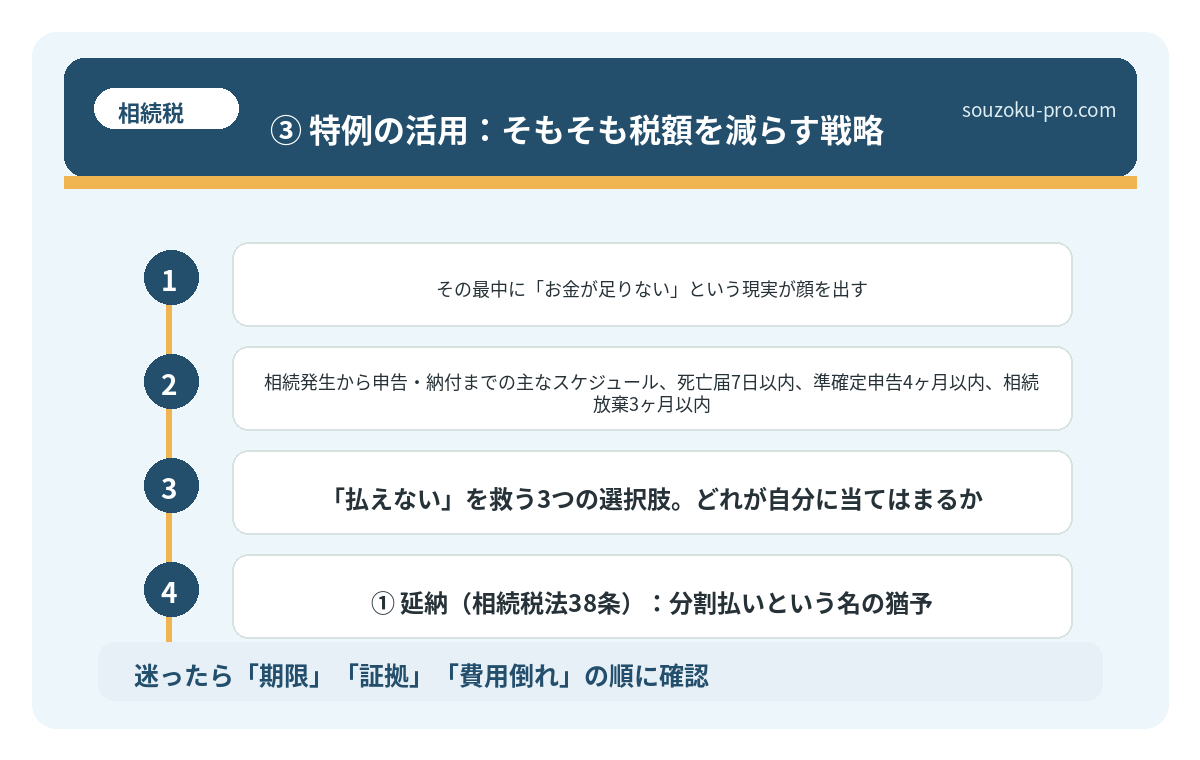 ③ 特例の活用：そもそも税額を減らす戦略