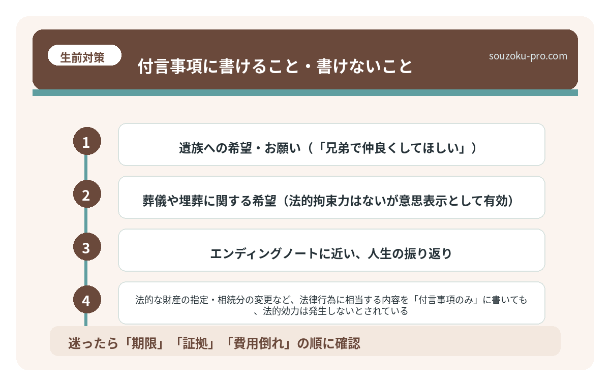 付言事項に書けること・書けないこと