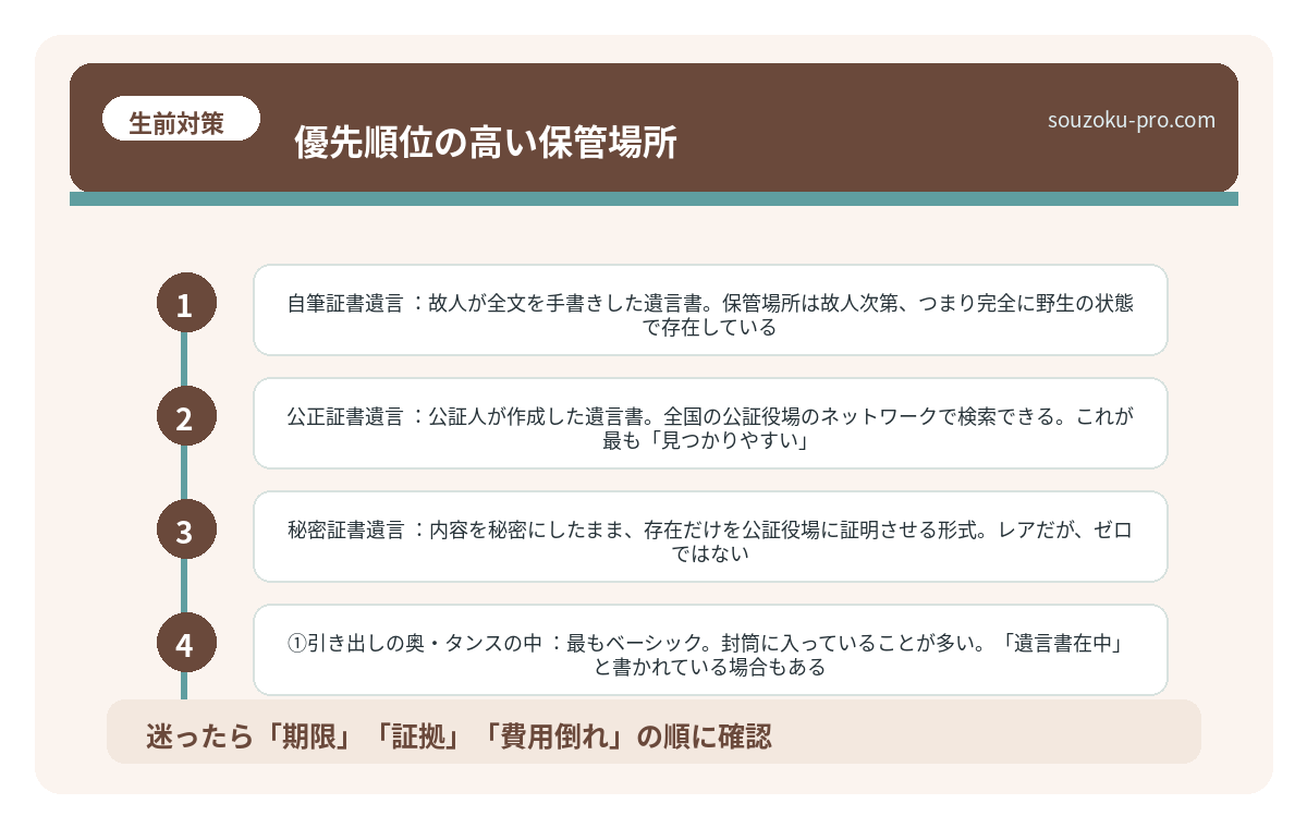 優先順位の高い保管場所