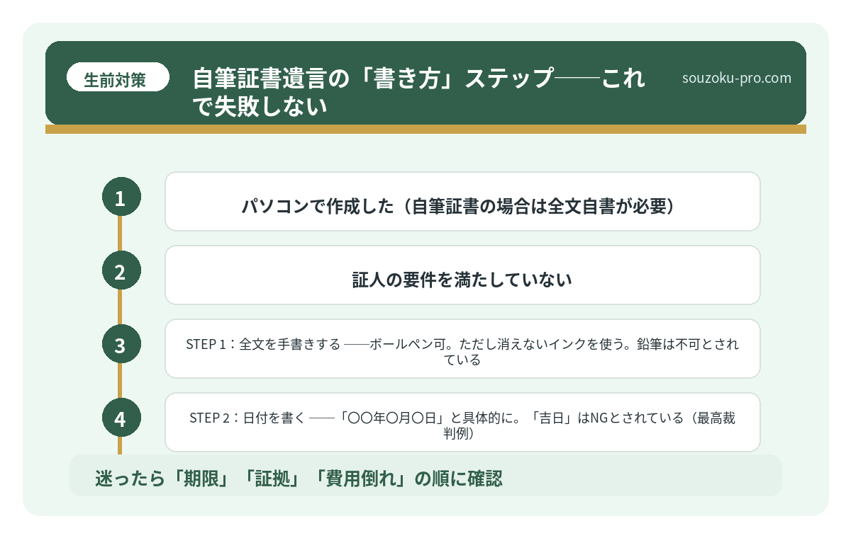 自筆証書遺言の「書き方」ステップ──これで失敗しない