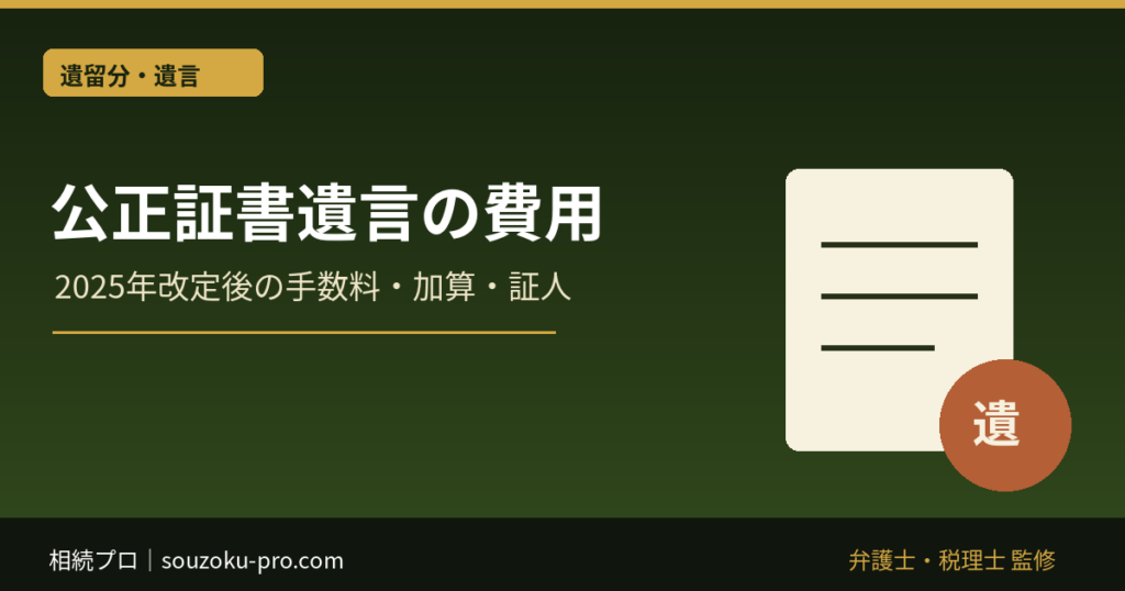 公正証書遺言の費用｜2025年改定後の手数料・加算・証人